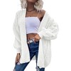 Imily Bela Womens Oversized Open Front Cable Knit Cardigan Sweaters Lantern Long Sleeve Chunky Outwear Coats - 2 of 4
