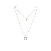 Slickblue Women's Necklace, Gold Double Link Chain with Circle Accent and Tear-Drop Pearl Charm, 17"-24" - 3 of 3