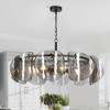 LNC Rajinloosm 8-Light 31.5" Mid-Century Modern Oversized Drum Chandelier, Black and Smoked Gray Glass Shade - 2 of 4