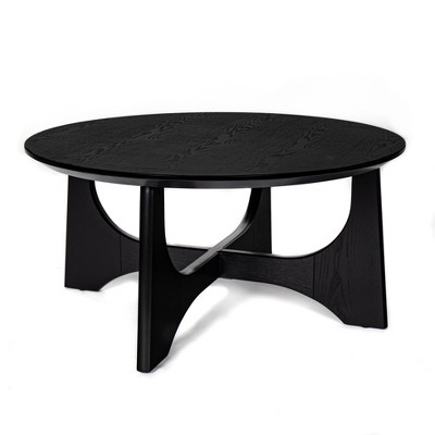 NicBex Modern 36" Round Wooden Coffee Table with Cross Legs for Living Room and Office