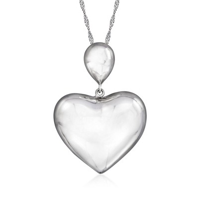 Ross-Simons Italian Sterling Silver Puffed Heart Pendant Necklace Size