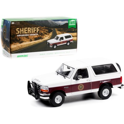 1994 Ford Bronco XLT White with Burgundy Stripes "Absaroka County Sheriff's Department" 1/18 Diecast Model Car by Greenlight