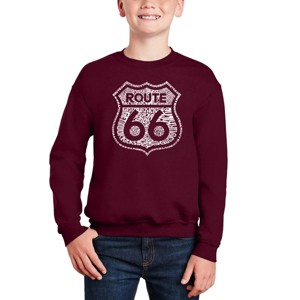 LA Pop Art Get Your Kicks On Route 66 - Boy's Word Art Crewneck Sweatshirt - 1 of 3