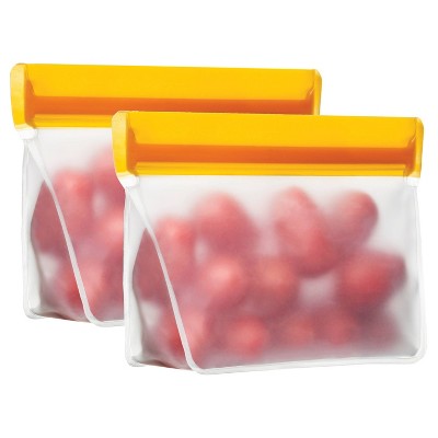 (re)zip Stand-Up Leak-proof Orange Reusable Storage Bag - 2pc