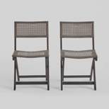 2pk Hillside Acacia Wood Foldable Patio Bistro Chairs Gray - Christopher Knight Home