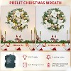 24 In Christmas Wreath for Front Door, Lighted Xmas Wreath with Magnolia Flower, Gold Ball Ornamants & 20 LED Lights for Fireplace Home Holiday Decor - 4 of 4