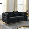 VYNXARIA 60Inch Oversized 2 Seater Sectional Sofa,Comfort Fabric Sectional Sofa-Deep Seating Sectional with 2 Pillows for Living Room, Bedroom (Black) - 2 of 4