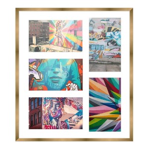 PosterPalooza | Metallic Gold Bronze Finish Collage Frame - White Mat, 20 Frame Sizes, UV Acrylic - 1 of 4