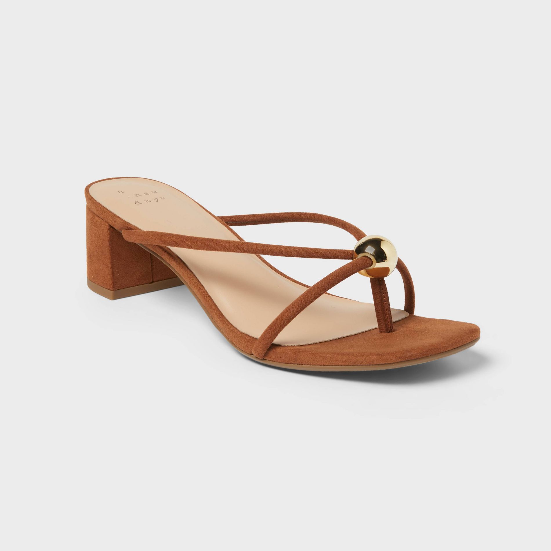 Women’s Pia Ornamented Thong Slide Heels - A New Day™ Cognac 11