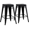 Gulches Contemporary Rustic Vintage Backless Metal Bar Stools Set of 2 - 24" Height, Matte Black, 16.5" x 24" x 16.5" - 2 of 4