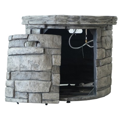 Gray Lightweight Concrete Circular Gas Fire Pit Table