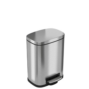 iTouchless SoftStep Step Pedal Bathroom Trash Can with Removable Inner Bucket 1.32 Gallon Silver Stainless Steel - 1 of 4