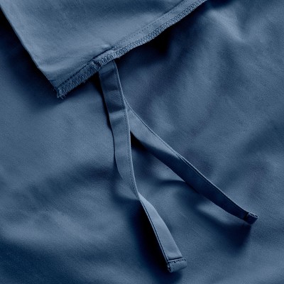 Navy Blue Cotton Sateen Queen Duvet Cover Set
