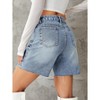 Womens Bermuda Demin Shorts High Rise Ripped Boxy Denim Shorts Wide Leg Denim Bermuda Shorts Denim Ripped Fringe Shorts - 2 of 4
