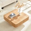 31.5" MDF Handcraft Square Drum Coffee Table with Sturdy Pedestal Base and Small Footprint for Living Room - 4 of 4