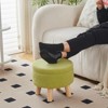 KTMBDW Storage Ottoman, Modern Round Footrest with Soft Padded Seat, Teddy Velvet Footstool with Wood Legs,Accent Small Table for Hallway, Living Room - 4 of 4