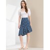 Allegra K Women's Print Elegant High Waist Mermaid Asymmetrical Ruffle Summer Skirt - 3 of 4