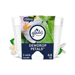 Glade 3 Wick Glass Dewdrop Petals Jar Candle - 6.8oz - 1 of 4