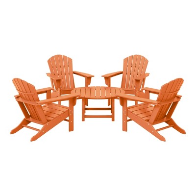 WestinTrends Dylan 5-Piece Outdoor Patio HDPE Adirondack Chair With Round Coffee Table Conversation Set
