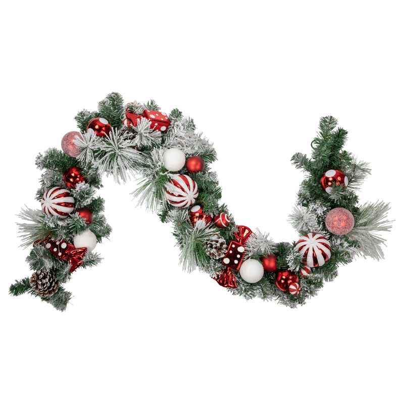 Northlight 6' Flocked Pine Artificial Christmas Garland with Candy Ornaments and Pinecones, 1 of 7
