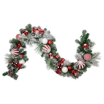 Northlight 6' Flocked Pine Artificial Christmas Garland with Candy Ornaments and Pinecones