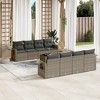vidaXL 9 Piece Patio Sofa Set with Cushions Gray Poly Rattan - 2 of 4