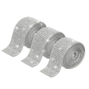 Unique Bargains Self-Adhesive DIY Crafts Decorations Crystal Rhinestone Diamond Ribbon 3 Rolls - 1 of 4