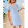Girl's V Neck Short Sleeve Beach Dress Summer Swimsuit Bikini Cover Up - 3 of 4