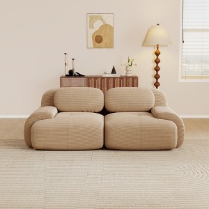 AENKYO 4 Seats with 2 Ottomans Modular Corduroy Sectional Sofa, Easy Assembly Required & Ergonomic Support Non-Slip Base Design - 1 of 4