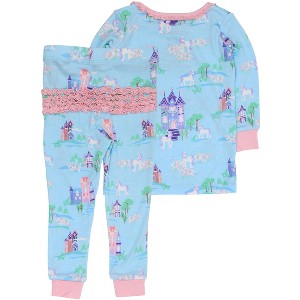 RuffleButts Toddler Girls Viscose from Bamboo Ruffle Long Sleeve Pajama Set, Signature Rear Ruffles - 1 of 2
