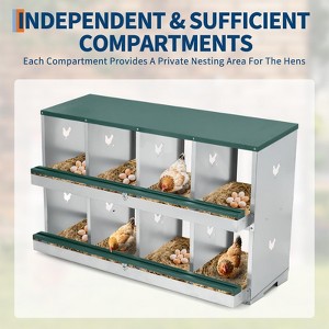 Poultry Nesting Box with Egg Collection ¨C 8-Compartment Hen Laying Box - 1 of 4