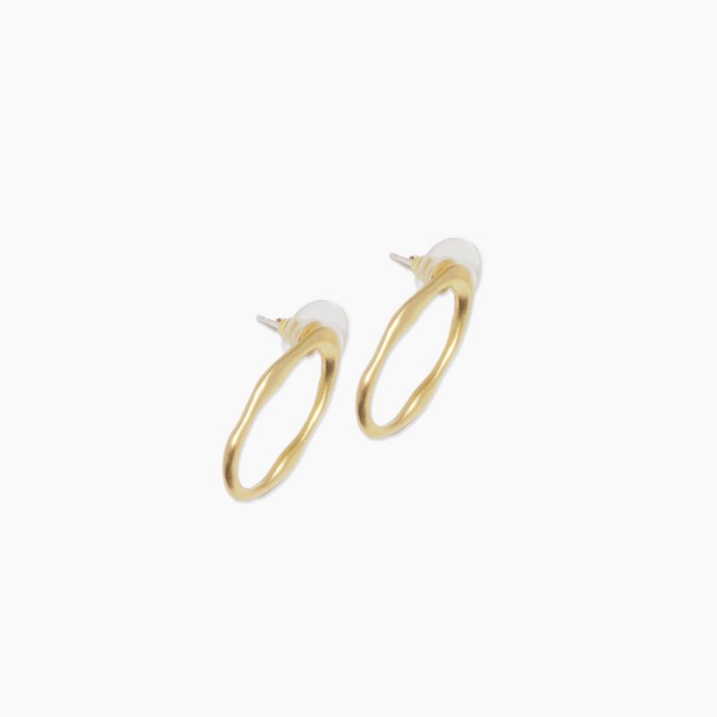 sanctuaire Dainty Abstract Oval Earrings Gold, 2 of 4