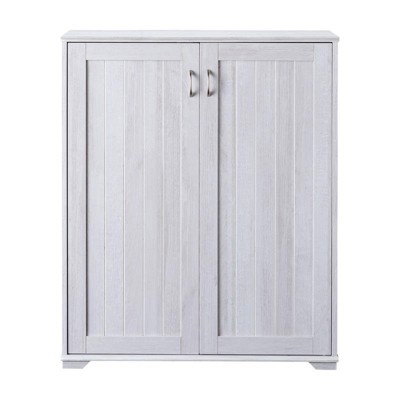 Lucile Wood Shoe Cabinet with 5-Shelf in White Oak - Furniture of America