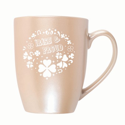 Elanze Designs Irish & Proud 10 ounce New Bone China Coffee Tea Cup Mug, Precious Pearl