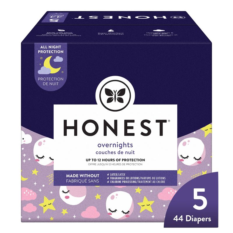 The Honest Company Clean Conscious Disposable Overnight Diapers Cozy Cloud + Star Signs - Size 5 - 44ct, 1 of 5
