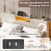 Furnulem King Size Bed Frames with Upholstered Headboard Modern Platform Bed with Charging Station and Led Lights Bed Frame with Sturdy Wooden Slats - 3 of 4