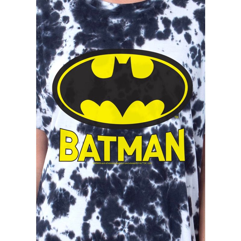 DC Comics Batman Womens' Bat Symbol Nightgown Sleep Pajama Shirt Tie-Dye Multicolored, 3 of 4