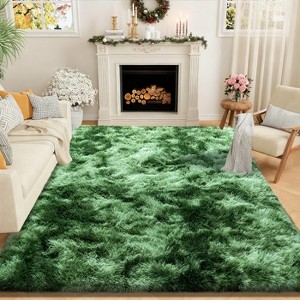 5x7 Rugs for Living Room, Large Fluffy Dark Green Area Rugs for Bedroom, Soft Carpet Shag Kids Rug Home Decor Aesthetic - 1 of 4
