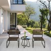 KTMBDW 3 Piece Outdoor Patio Furniture Set, Wicker Patio Furniture with Round Coffee Table, Wicker Bistro Set for Backyard, Poolside, Porch, Brown - 2 of 4