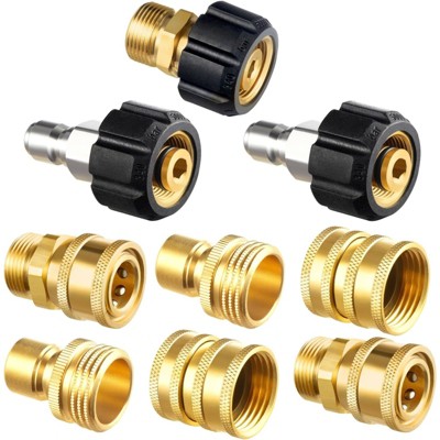 VisioGear 8-Pack Pressure Washer Adapter Set, Quick Disconnect Kit, M22 Quick Connector with 3/4" to Quick Release, Gold, 1.18"*1.18"*1.69"