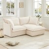 Slipcovered Sectional Sofa, 2 Seater Sofa with Removable Cover, Sofa with Convertible Ottoman, Chenille Fabric Sectional Sofas-Cuddlewood - 2 of 4