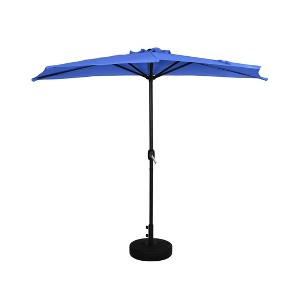 WestinTrends 9 Ft Half Market Patio Umbella with Black Round Plastic Base - 1 of 4