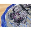 Anna-Kaci Womens Silvery Tone Violet Purple Colored Rhinestones Floral Two Flower Brooch Pin - Multicolor - 4 of 4