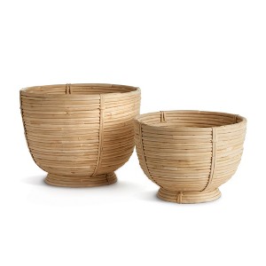 Plum & Post Cane Rattan Decorative Footed Bowls, Set Of 2 - 1 of 4