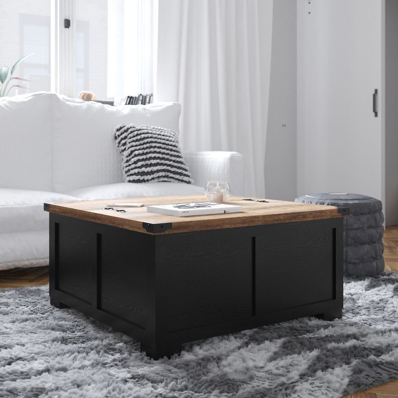 Flash Furniture Wyatt Farmhouse Storage Coffee Table with Hinged Lift Top, Large Coffee Table with Hidden Storage, 2 of 12