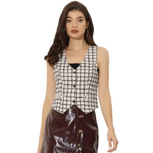 Allegra K Women's Steampunk Dressy Sleeveless Versatile Racerback Suit Vests - 1 of 4