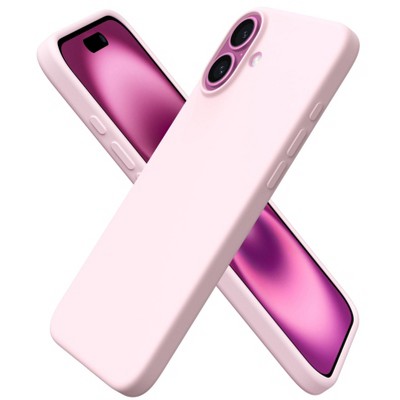 BONGEEK Compatible with iPhone 16 Plus Case 6.7, Slim Liquid Silicone 3 Layers Full Covered Soft Gel Rubber Phone Case Protective Cover , Chalk Pink