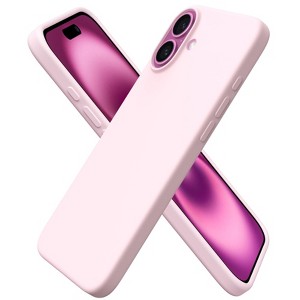 BONGEEK Compatible with iPhone 16 Plus Case 6.7, Slim Liquid Silicone 3 Layers Full Covered Soft Gel Rubber Phone Case Protective Cover , Chalk Pink - 1 of 4
