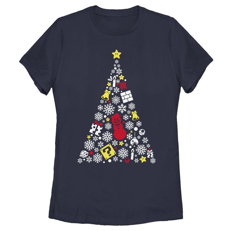 Women's Nintendo Christmas Evergreen Mario T-Shirt, 1 of 5