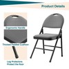 Folding Chairs with Linen Padded Cushion – Heavy Duty Metal Upholstered Foldable Chairs with Backrest - 3 of 4